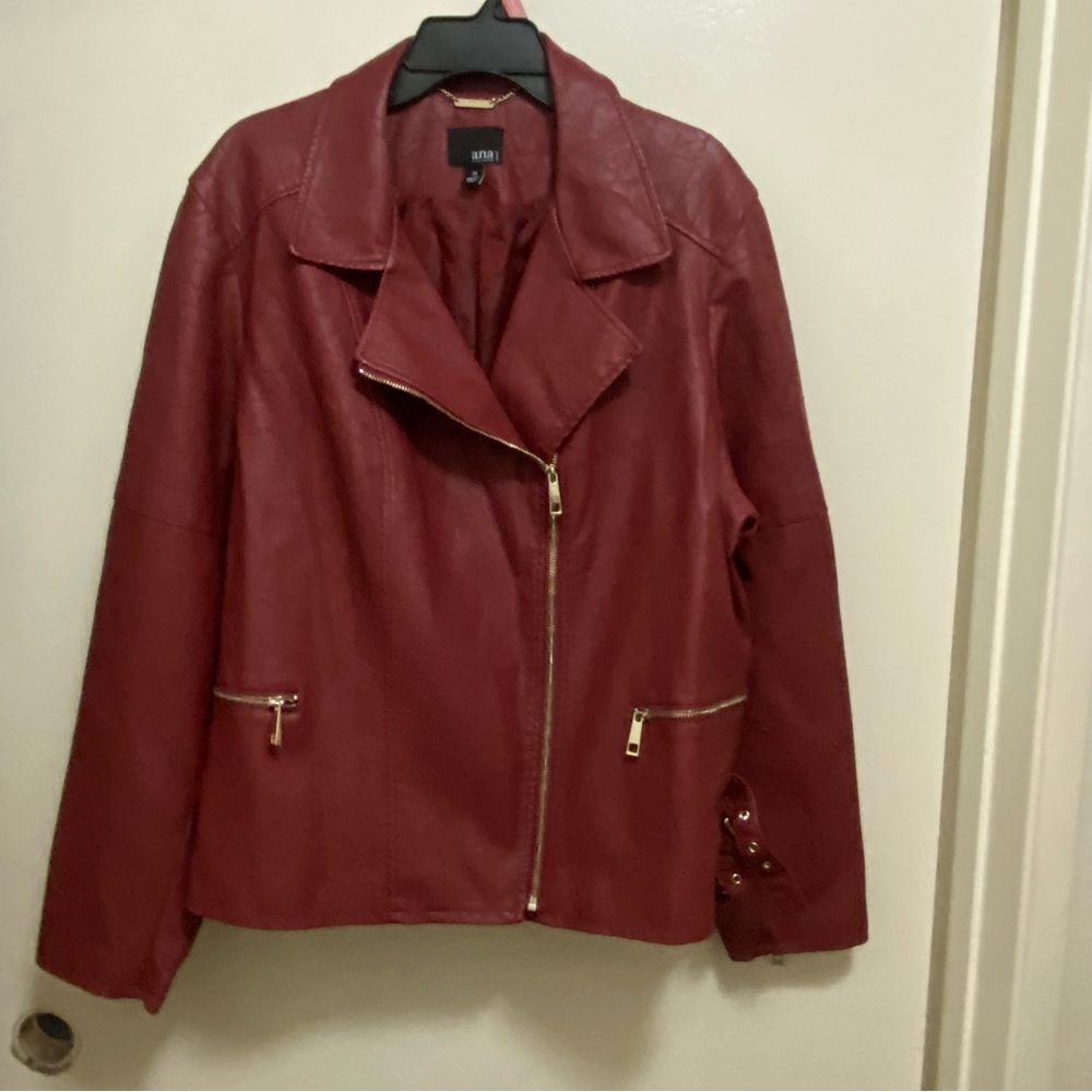A/X Armani Exchange Women's Red Faux Leather Moto Jacket